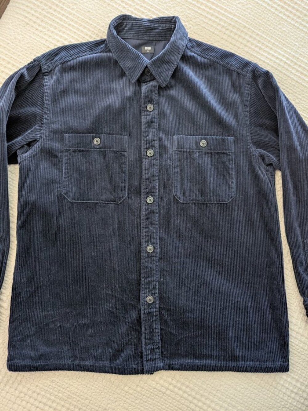 Uniqlo M Cotton Corduroy Navy Shacket Overshirt Y2K Cottagecore Preppy - Picture 4 of 12